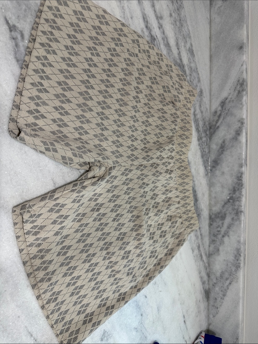 Beige Diamond-Pattern Women's Athletic Shorts